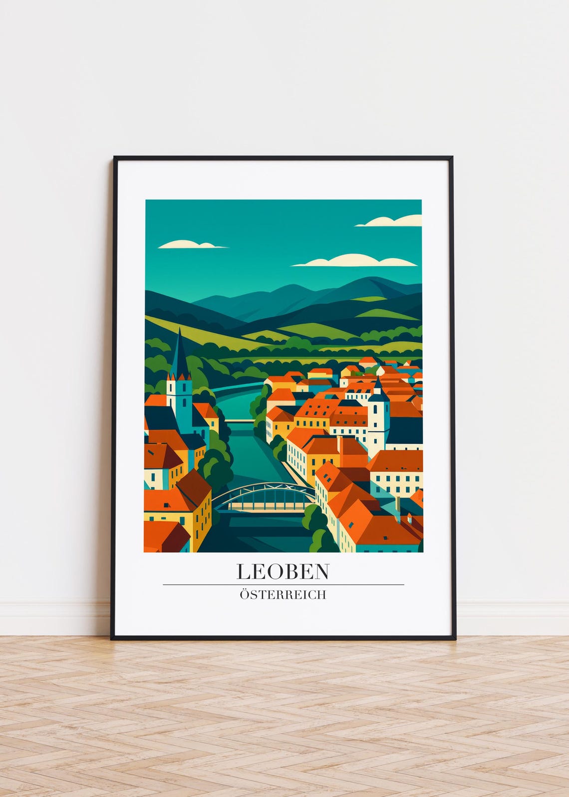 Leoben Austria Poster Modern City Art Print