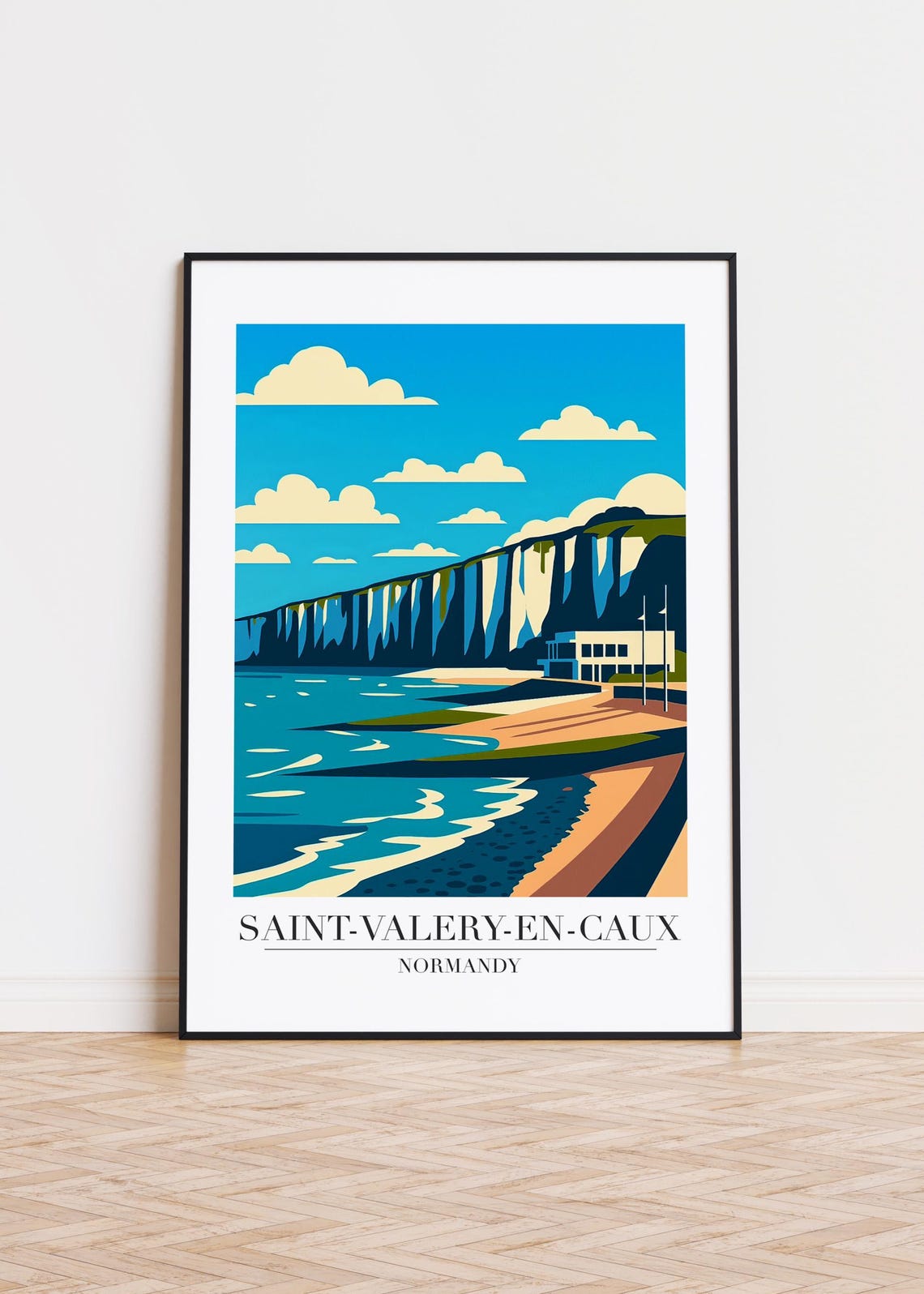 Saint Valery En Caux White Chalk Cliffs Normandy Travel Poster
