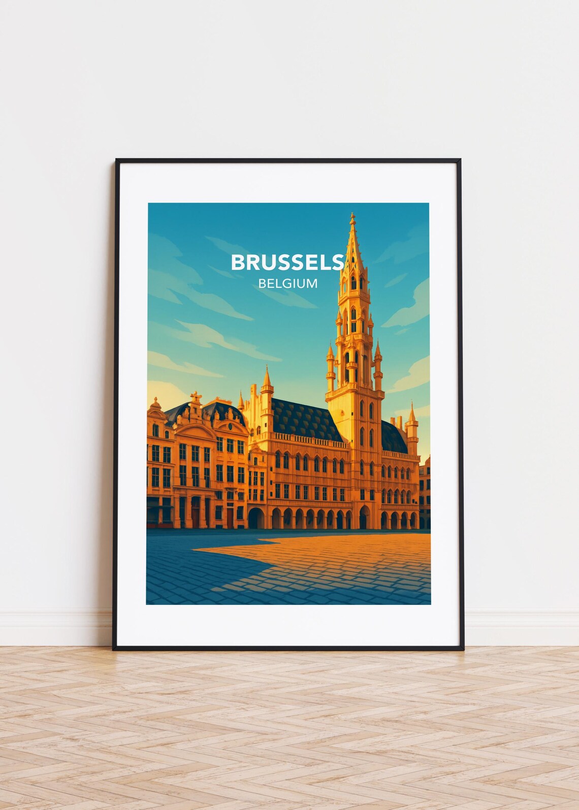 Brussels City Poster, Modern Illustration Travel Poster