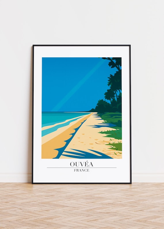 Ouvea France Tropical Beach Palm Shoreline Travel Art Poster