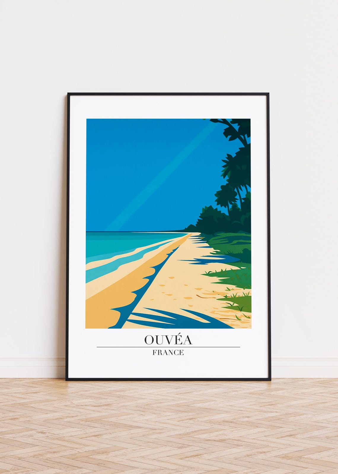 Ouvea France Tropical Beach Palm Shoreline Travel Art Poster