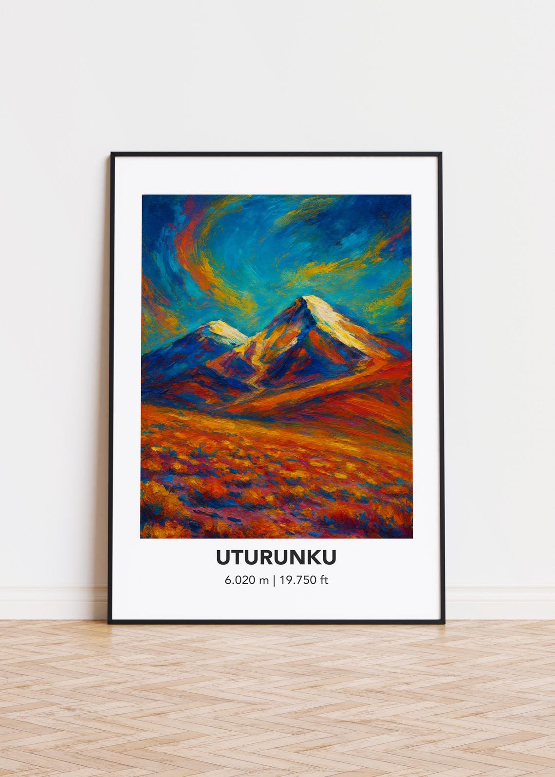 Uturunku Mountain 6.020 m Colorful Oil Painting Landscape Poster