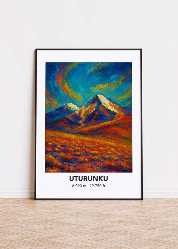 Uturunku Poster Mountain Print Modern Oil Painting Style Art