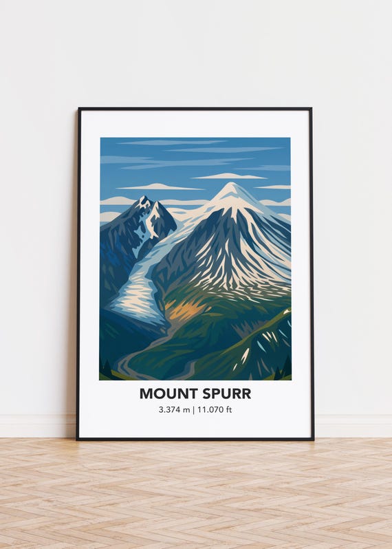 Mount Spurr Poster Print Illustration Art Mountain