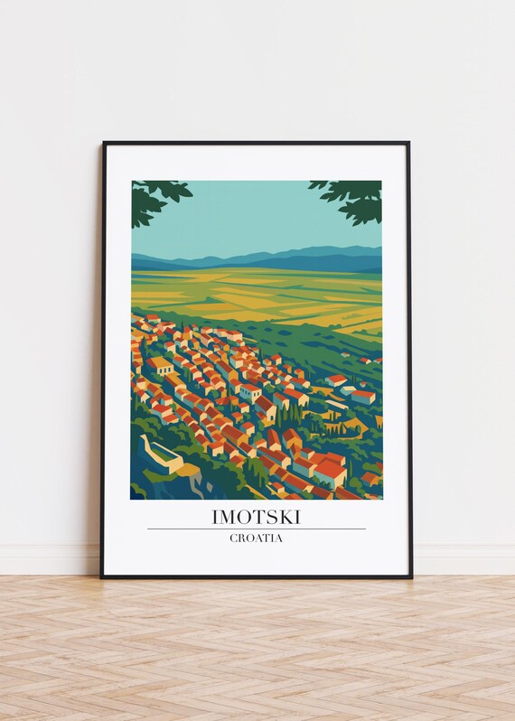 Imotski Croatia Scenic Hillside Old Town Valley Travel Poster