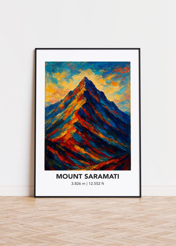 Mount Saramati Poster Mountain Print Modern Oil Painting Style Art