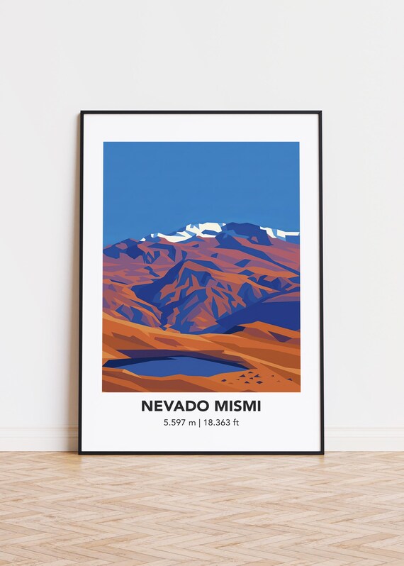 Nevado Mismi Poster Mountain Illustration Art Print