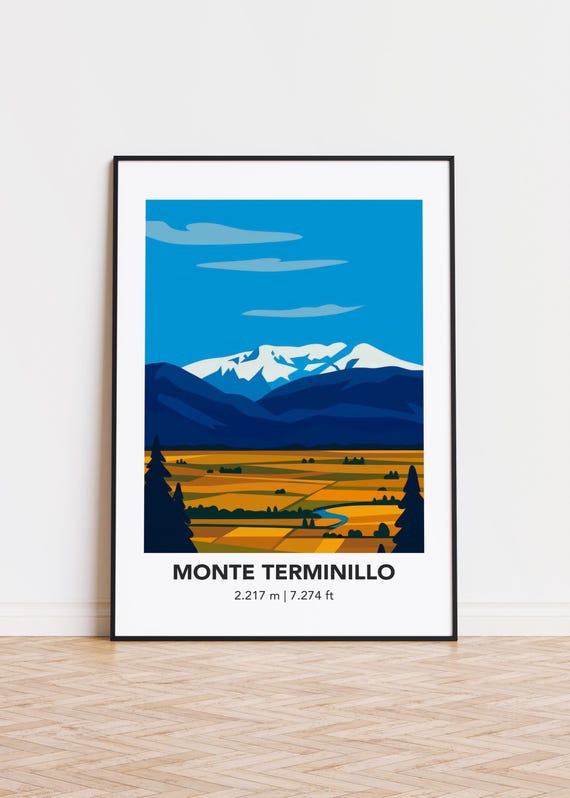 Monte Terminillo Mountain Print Modern Minimalist Art Poster