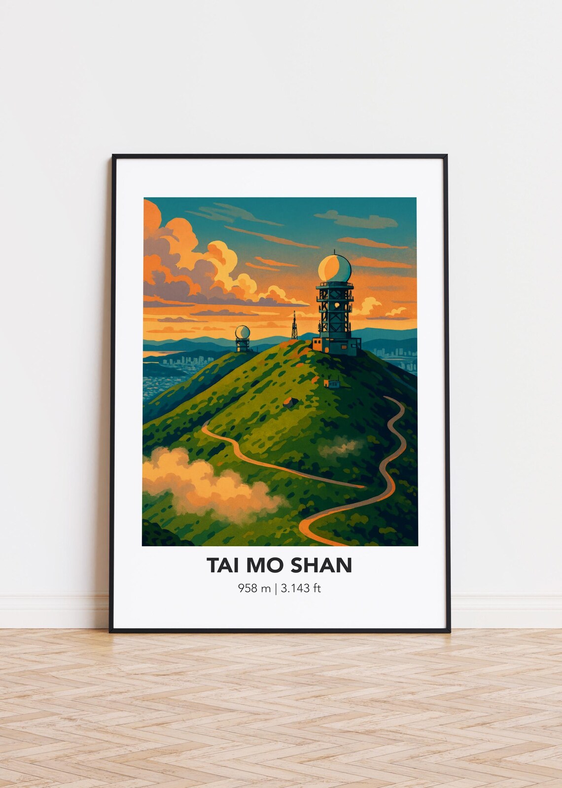 Tai Mo Shan Poster, Mountain Illustration