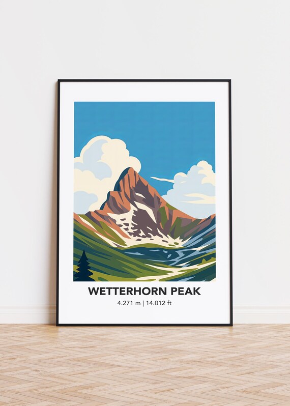 Wetterhorn Peak Poster Mountain Illustration Art Print