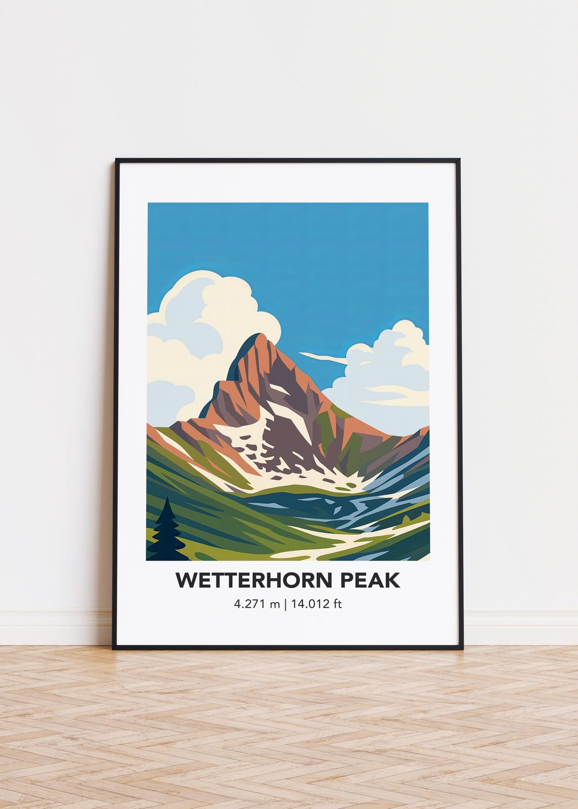 Wetterhorn Peak Pink Alpine Summit Green Valley Mountain Poster