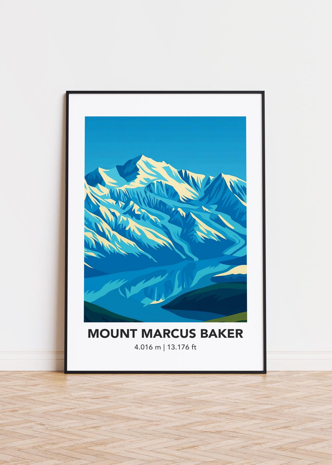 Mount Marcus Baker 4016m Blue Snowcapped Alaska Mountain Poster