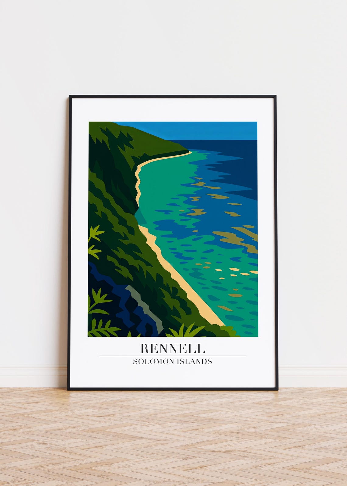 Rennell Solomon Islands Tropical Coastline Turquoise Sea Poster