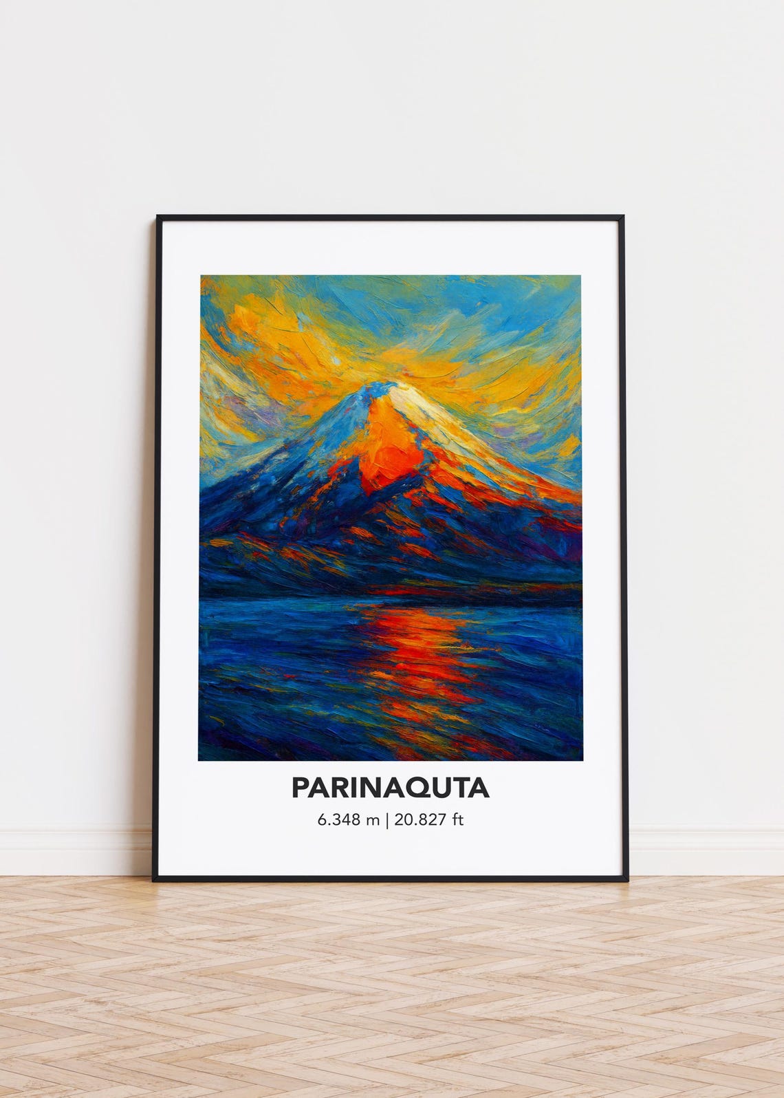 Parinaquta Peak Sunset Lake Reflection Colorful Mountain Poster