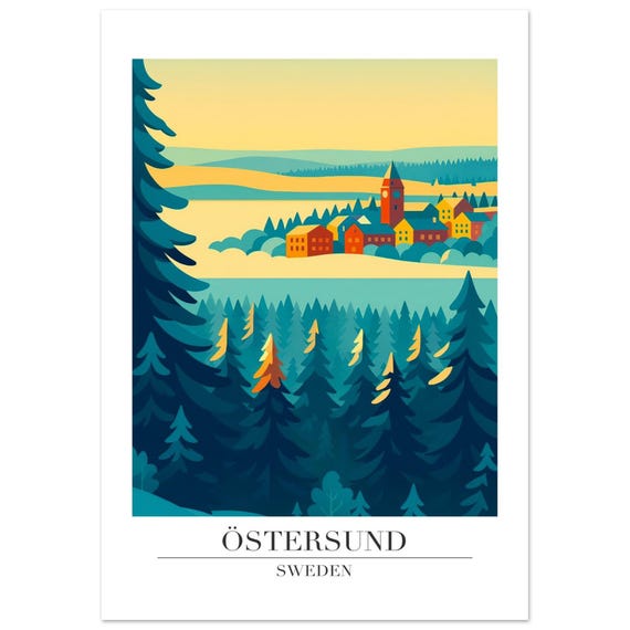 Stersund Sweden Poster City Illustration Art Print