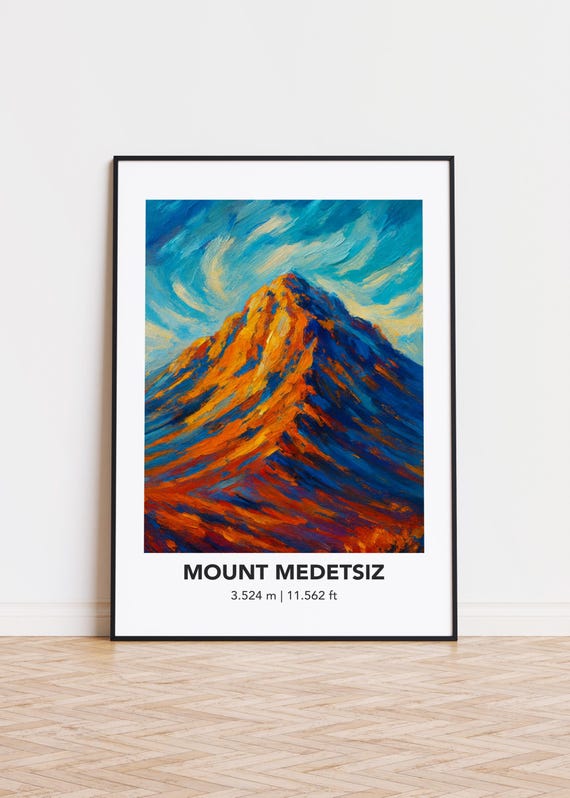 Mount Medetsiz Poster Modern Oil Painting Style Mountain Art Print