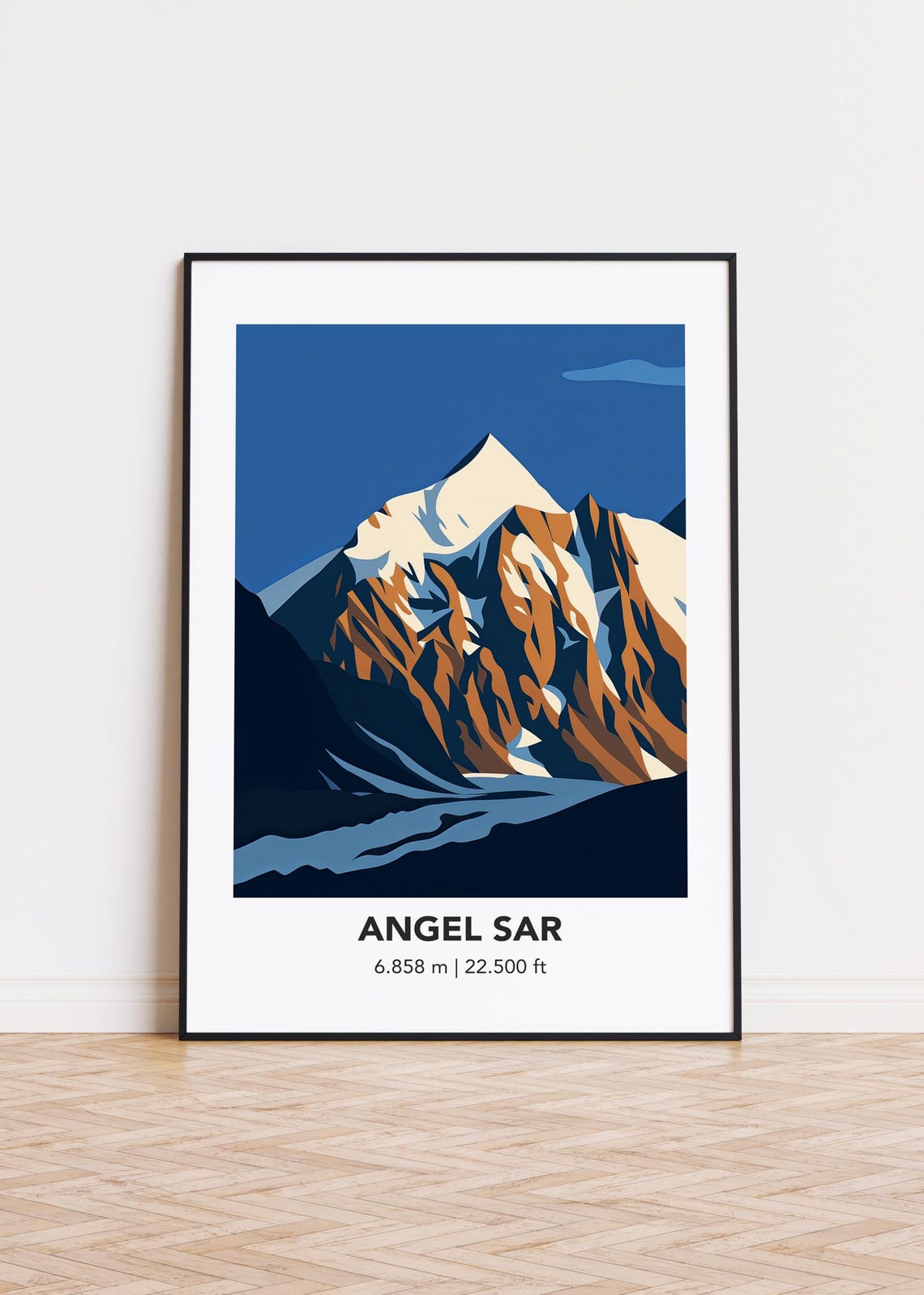 Angel Sar 6858m Majestic Snowy Peak Above Glacier Poster Art