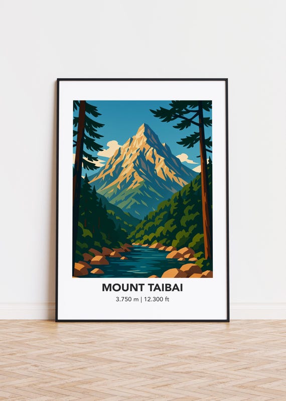 Mount Taibai Poster, Mountain Illustration Art Print