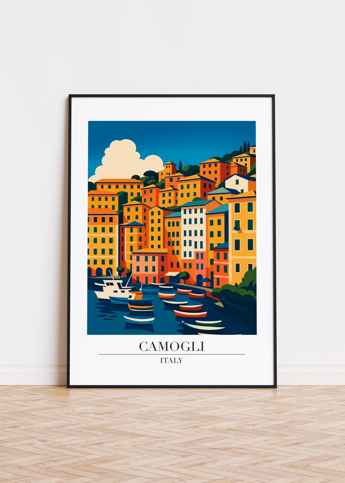 Camogli Italy Modern Travel Poster