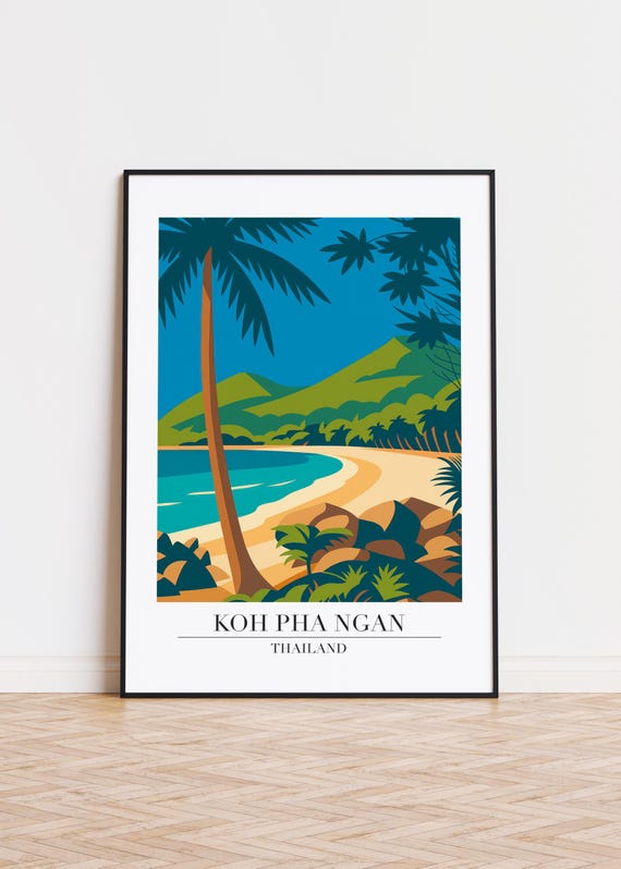 Koh Pha Ngan Travel Poster Modern City Art Print