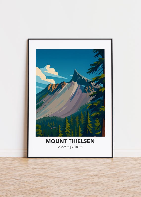 Mount Thielsen Poster Minimalist Mountain Art Print