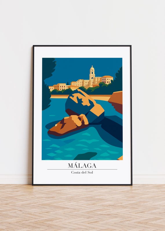 Mlaga City Poster Costa Del Sol Illustration Art