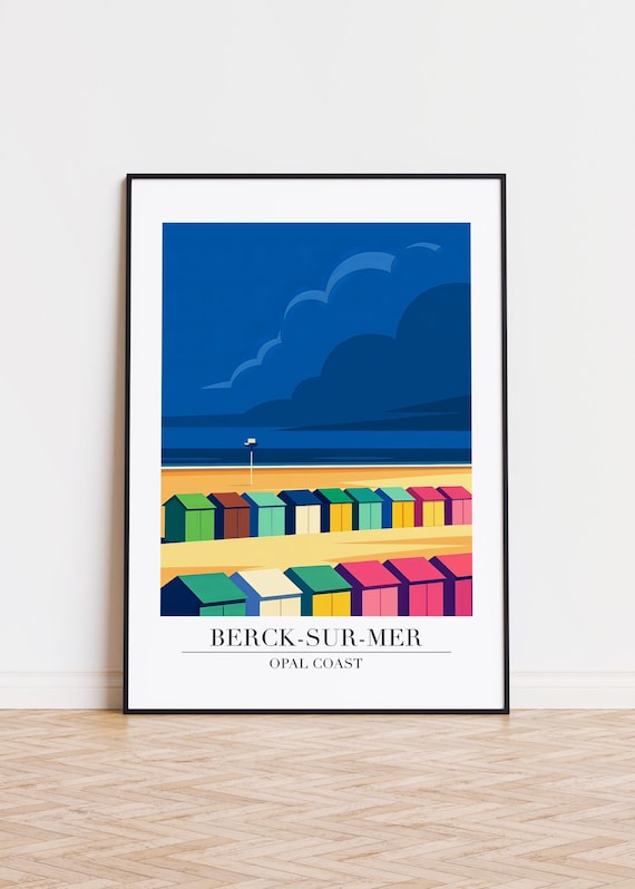 Berck-sur-Mer Opal Coast France Colorful Beach Huts Travel Poster