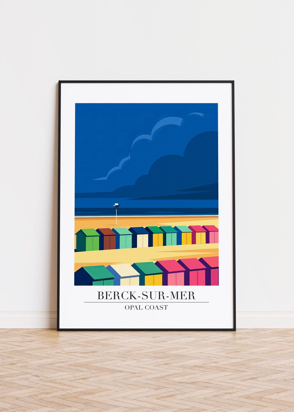 Berck-sur-Mer Opal Coast France Colorful Beach Huts Travel Poster
