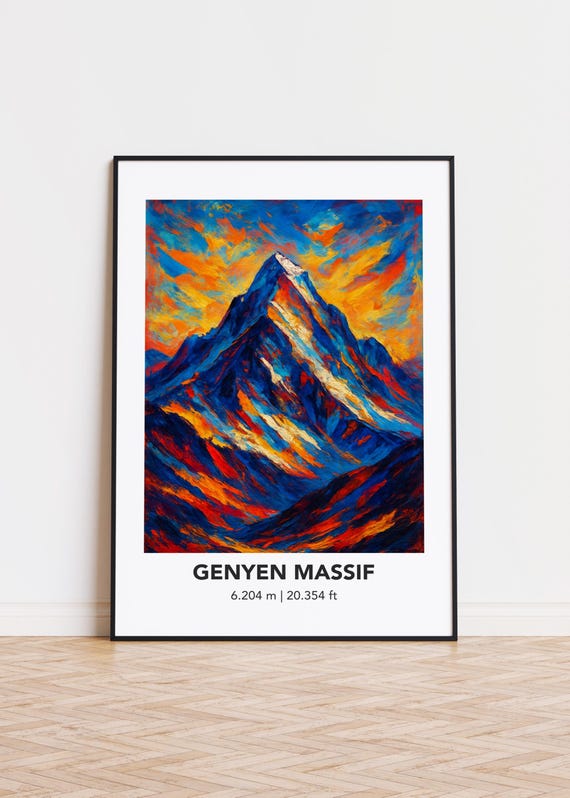 Genyen Massif Poster Mountain Print Modern Oil Painting Style Art