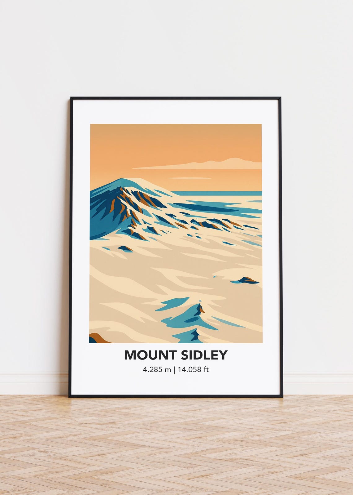 Mount Sidley Snowy Volcano Sunset Desert Mountain Art Poster