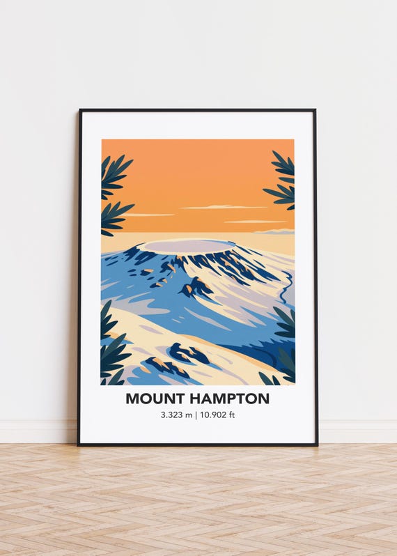 Mount Hampton Poster Print Illustration Art Mountain