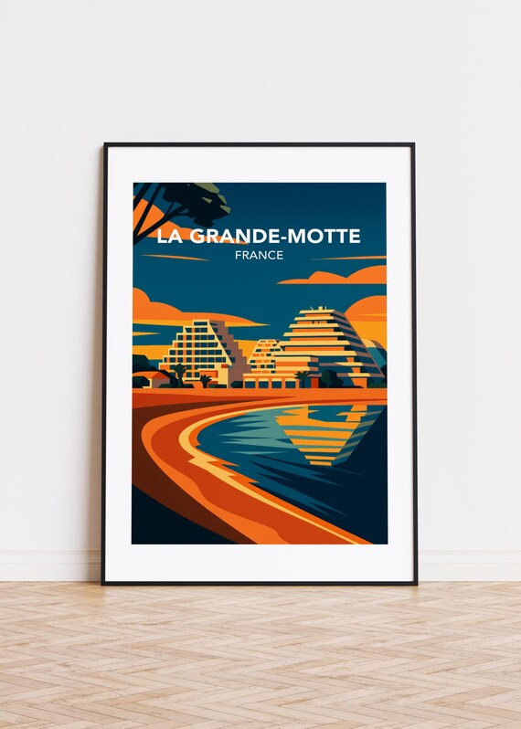 La Grande-Motte France Poster Sunset Over Pyramid Beach Resorts