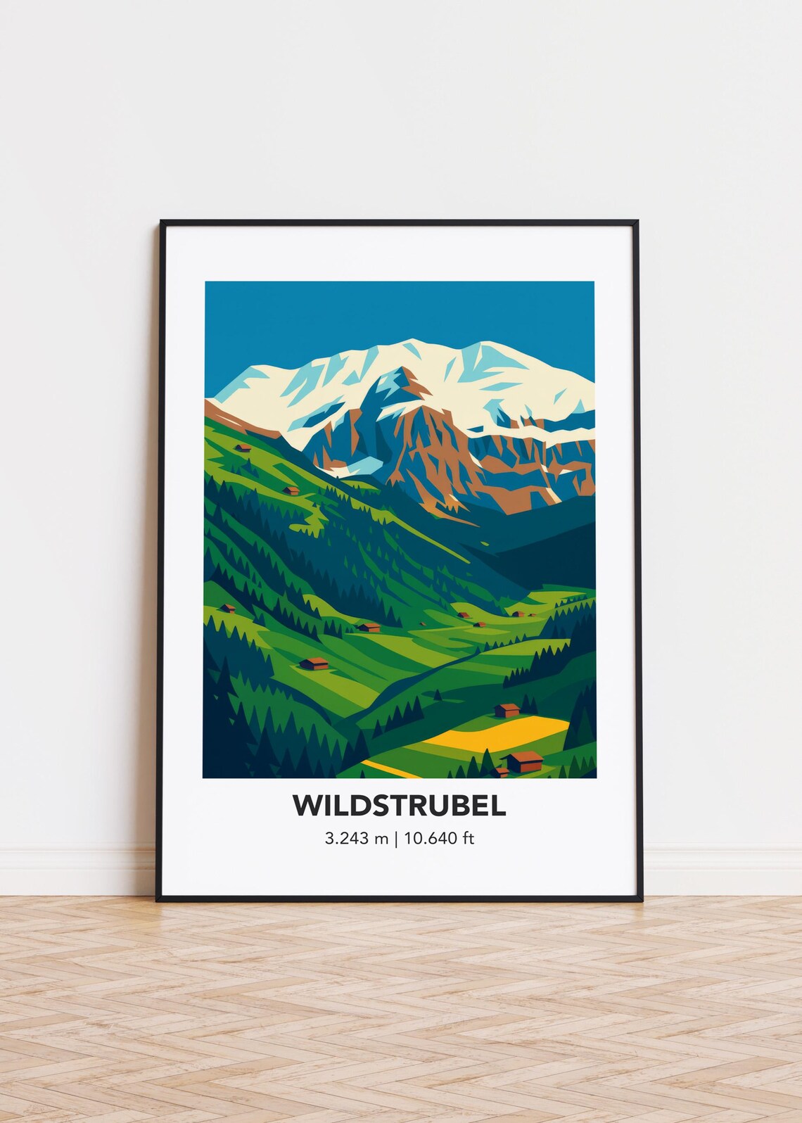 Wildstrubel Mountain Poster Print, Illustration Art