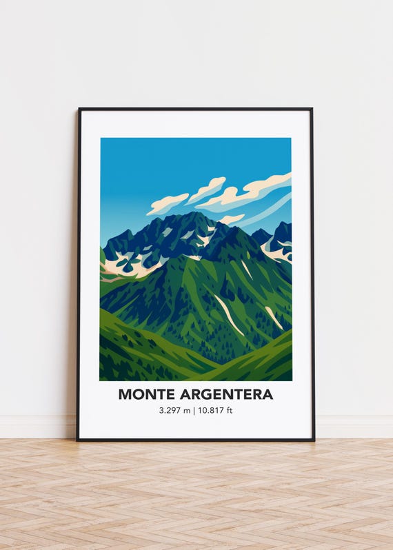 Monte Argentera Poster Print Illustration Art Mountain