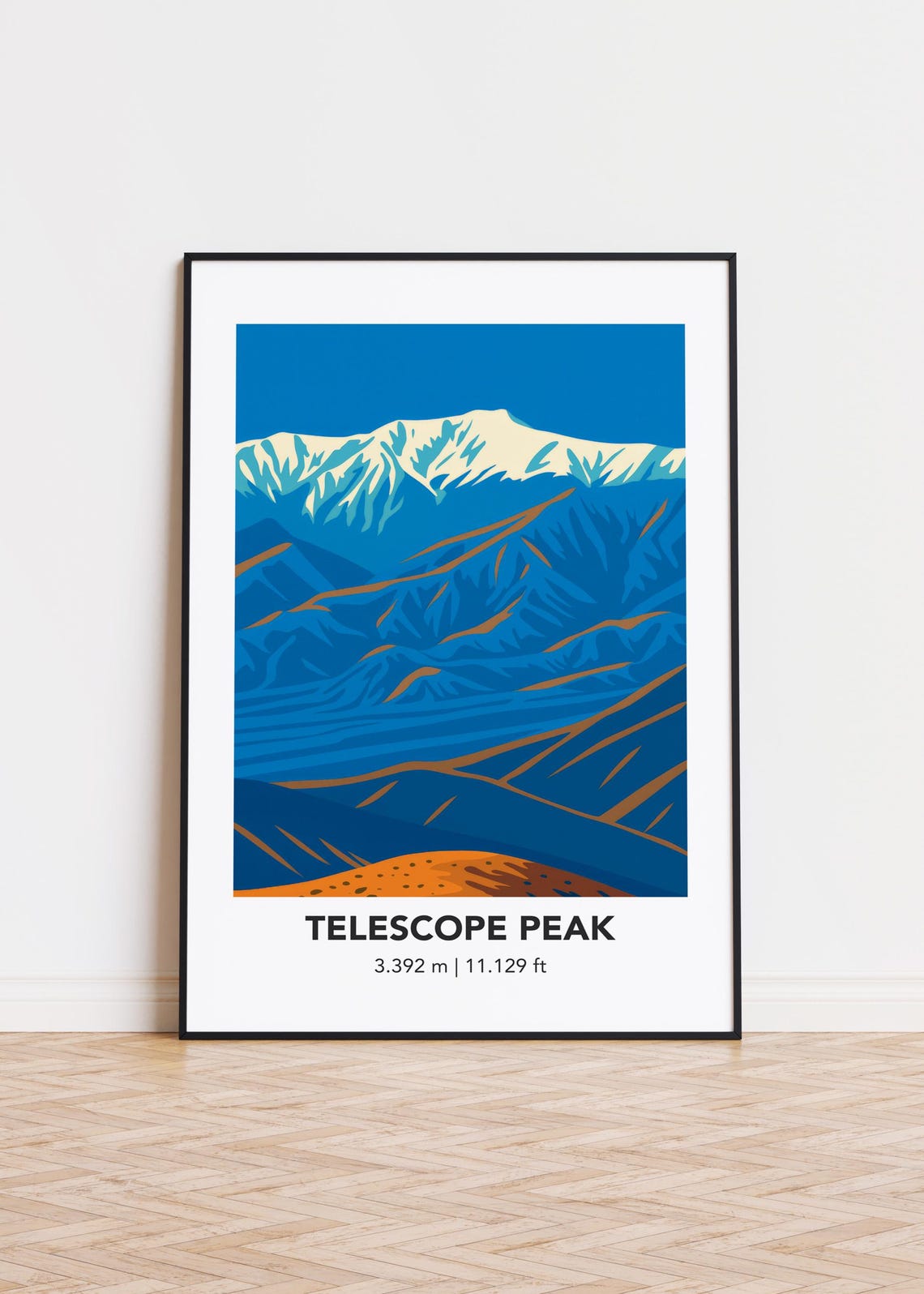 Telescope Peak Snowy Summit Blue Ridge Travel Illustration Poster
