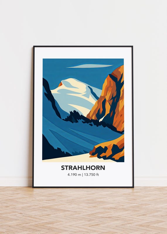 Strahlhorn Mountain Art Print Modern Minimalist Decor