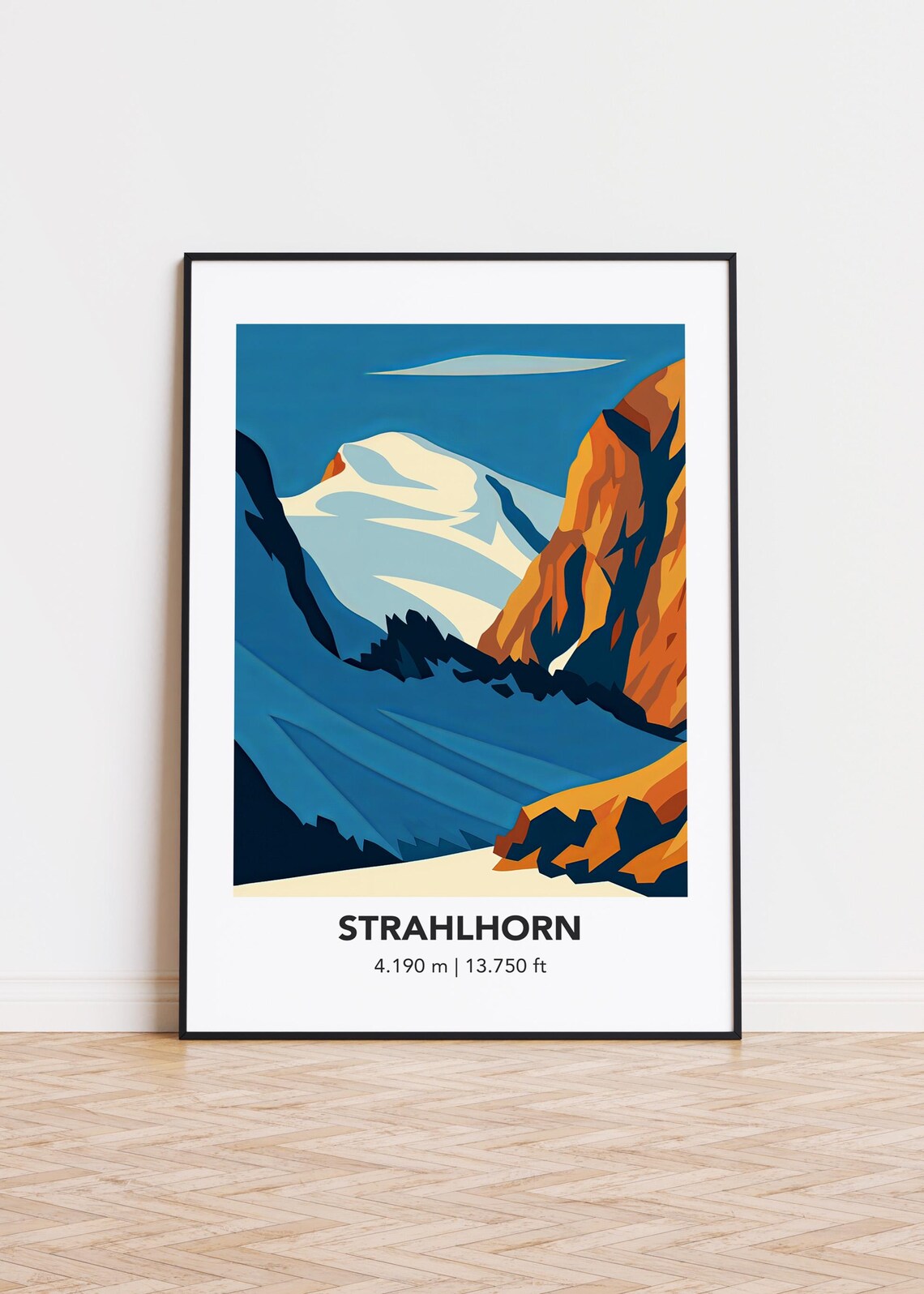 Strahlhorn Mountain Art Print Modern Minimalist Decor