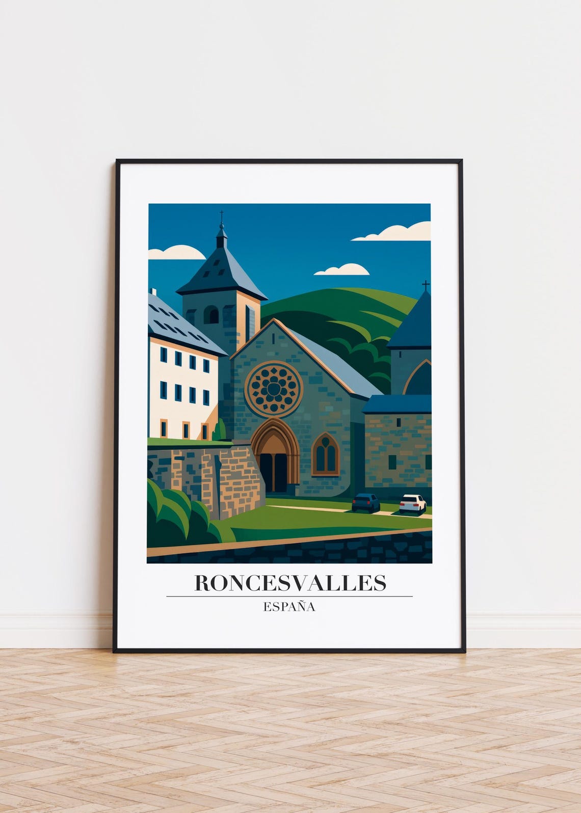 Roncesvalles Spain Medieval Monastery Rose Window Travel Poster