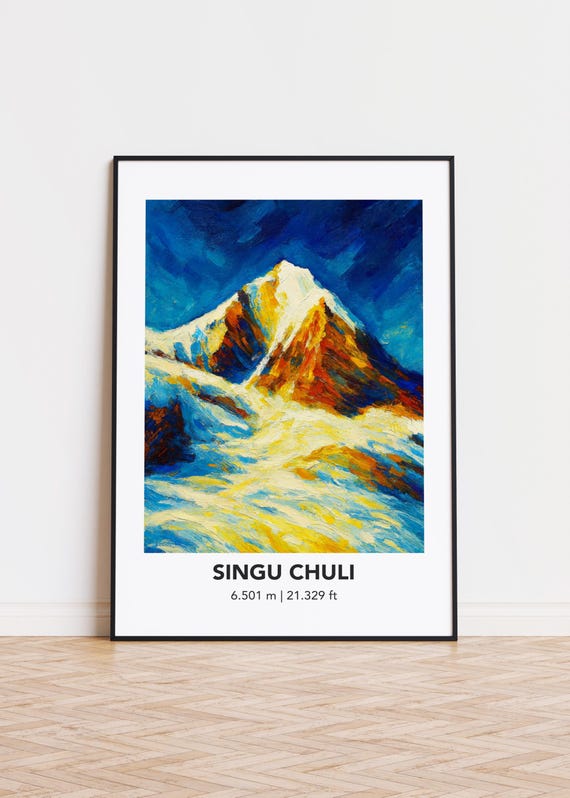 Singu Chuli Poster Mountain Print Modern Oil Painting Style Art