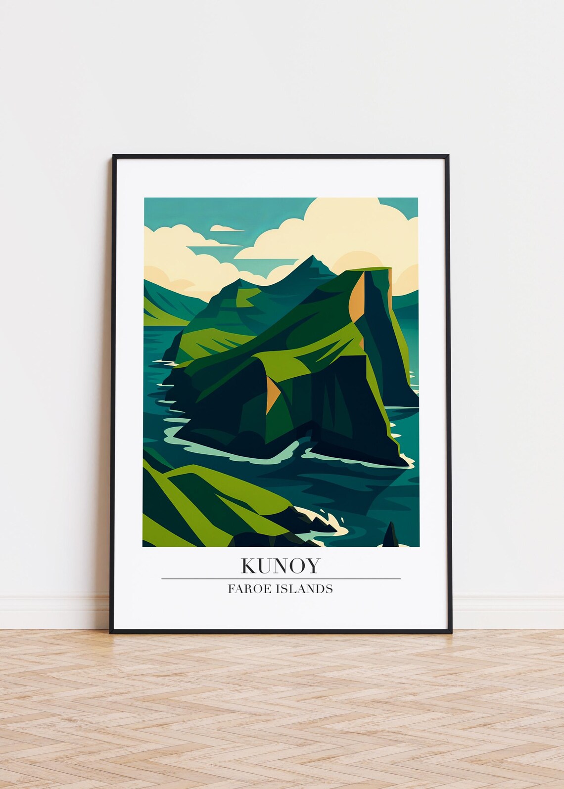 Kunoy Faroe Islands Minimalist Travel Poster