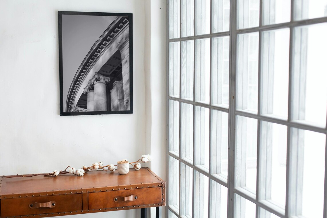 Monochrome Architectural Ionic Columns Art Print - Image 2
