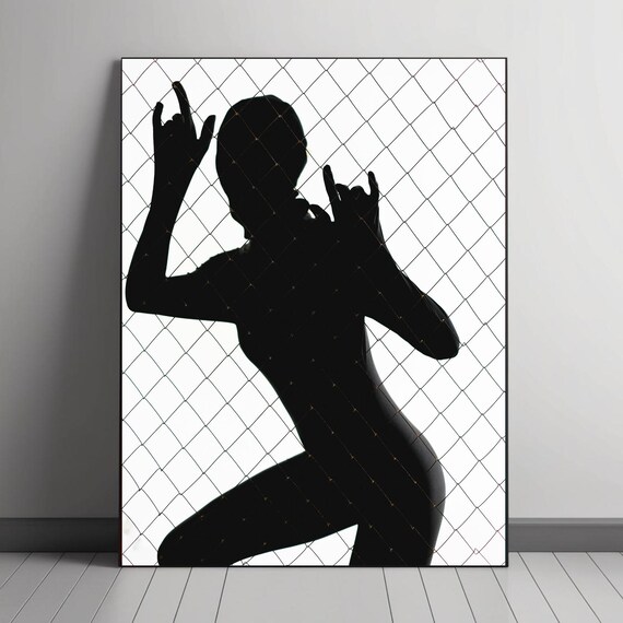 Modern Shadow Silhouette Art, Minimalist Female Portrait