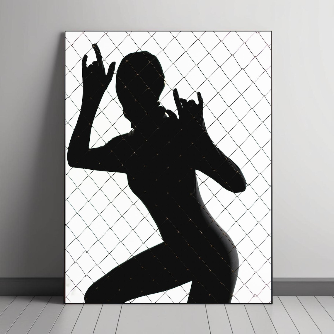 Modern Shadow Silhouette Art, Minimalist Female Portrait