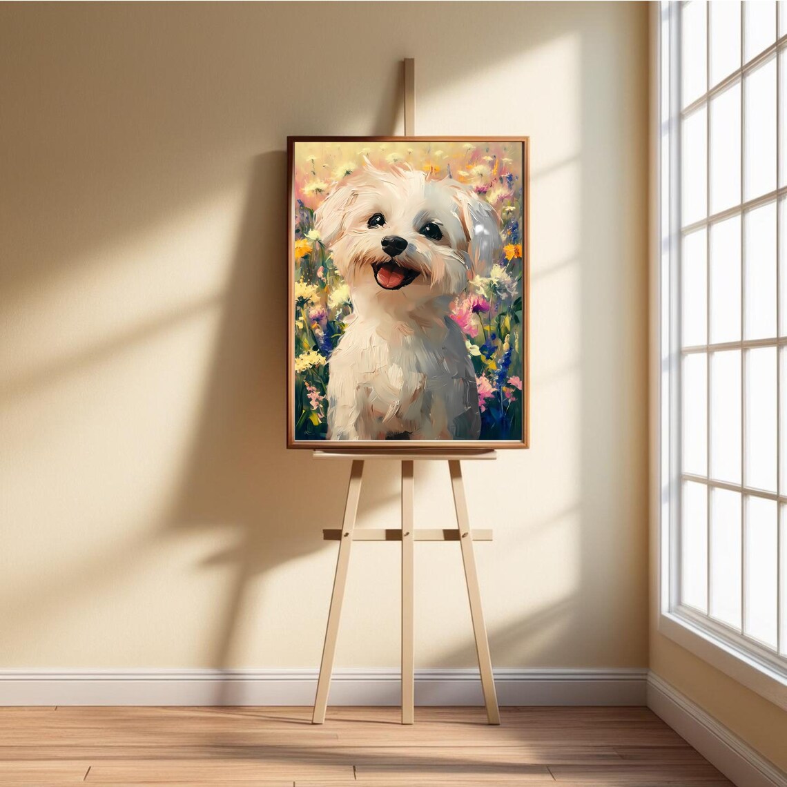White Puppy Painting, Cute Dog Nursery Decor - Image 5
