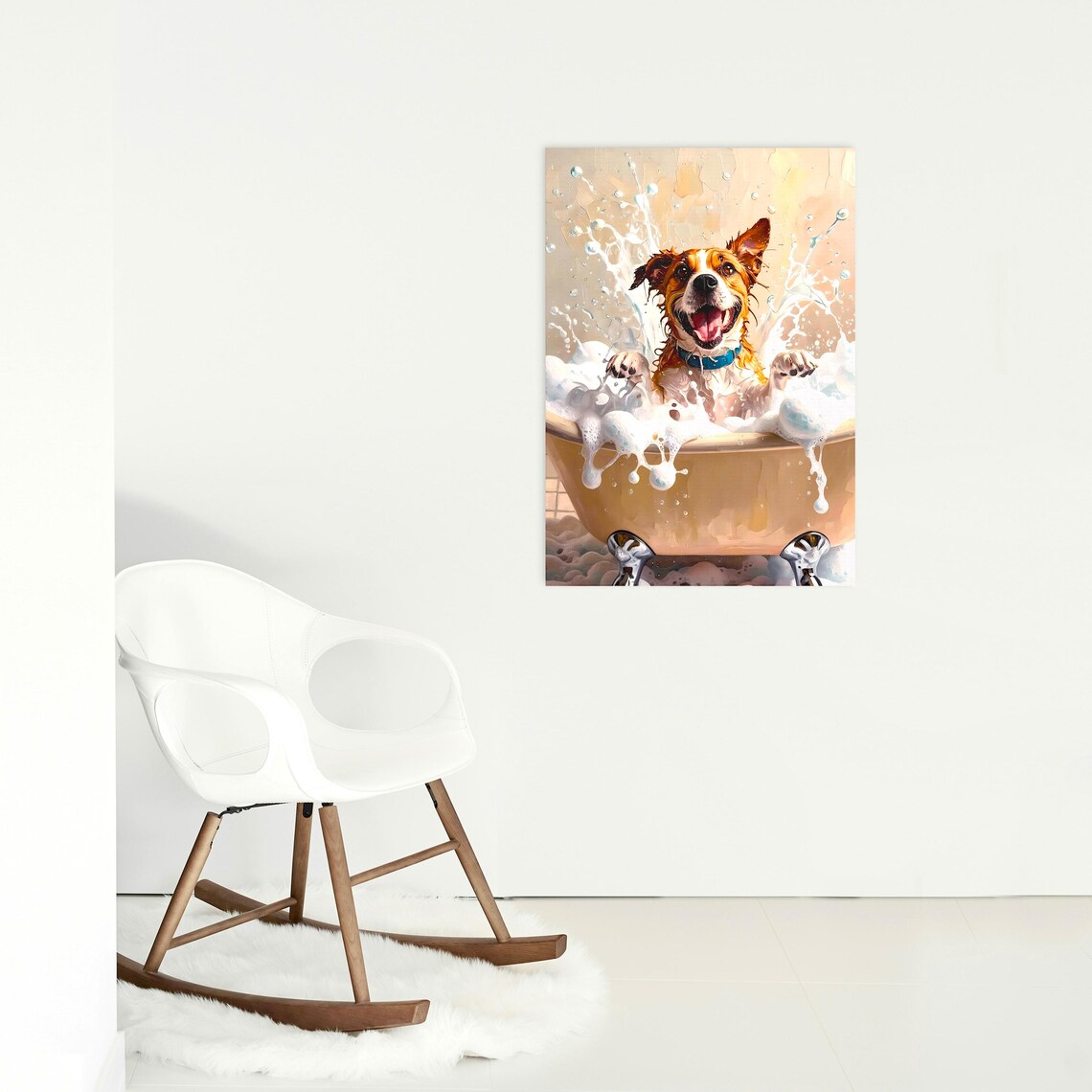 Dog Bath Art Print, Funny Impressionist Pet Painting - Image 4