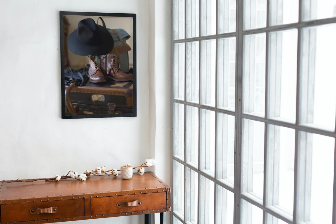 Vintage Travel Inspired Leather Boots Wall Art - Image 4