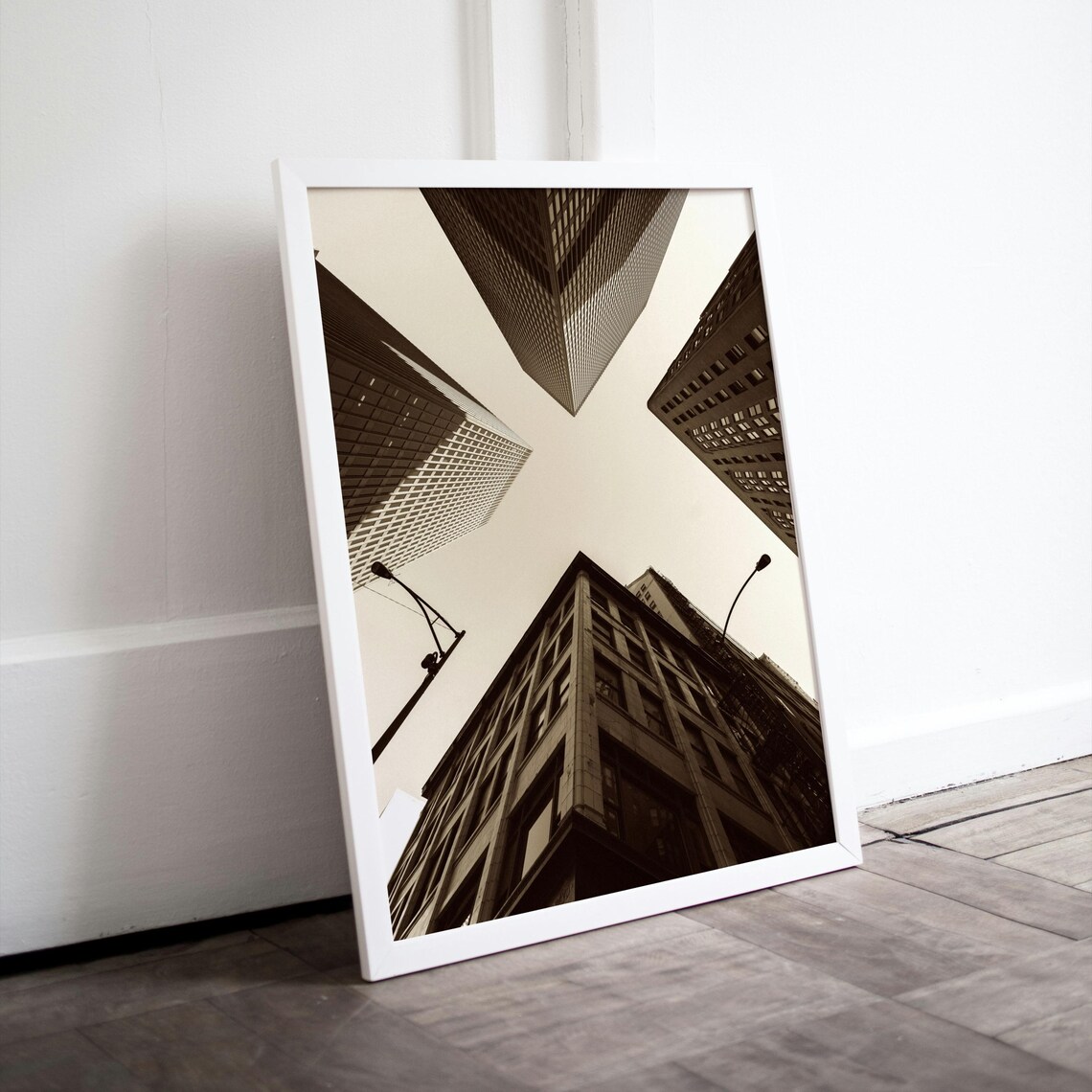 Urban Skyscraper Perspective, Modern Cityscape Art Print - Image 4