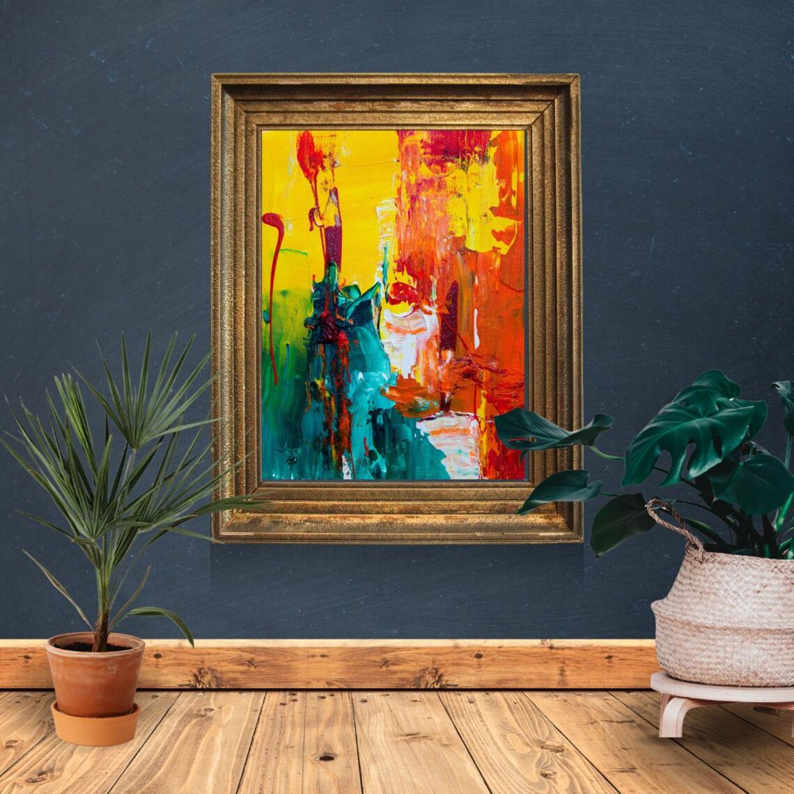 Abstract Acrylic Art, Striking Brushstroke Design - Image 3