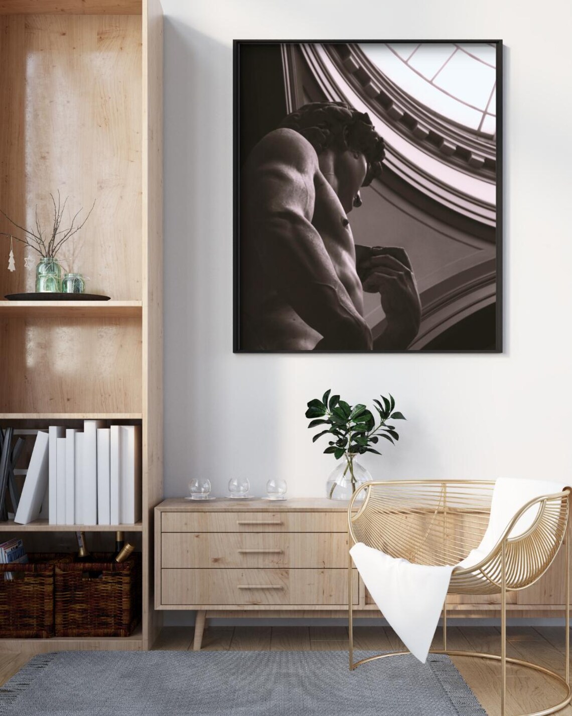 David Statue Sepia Tones, Minimalist Art Print - Image 3