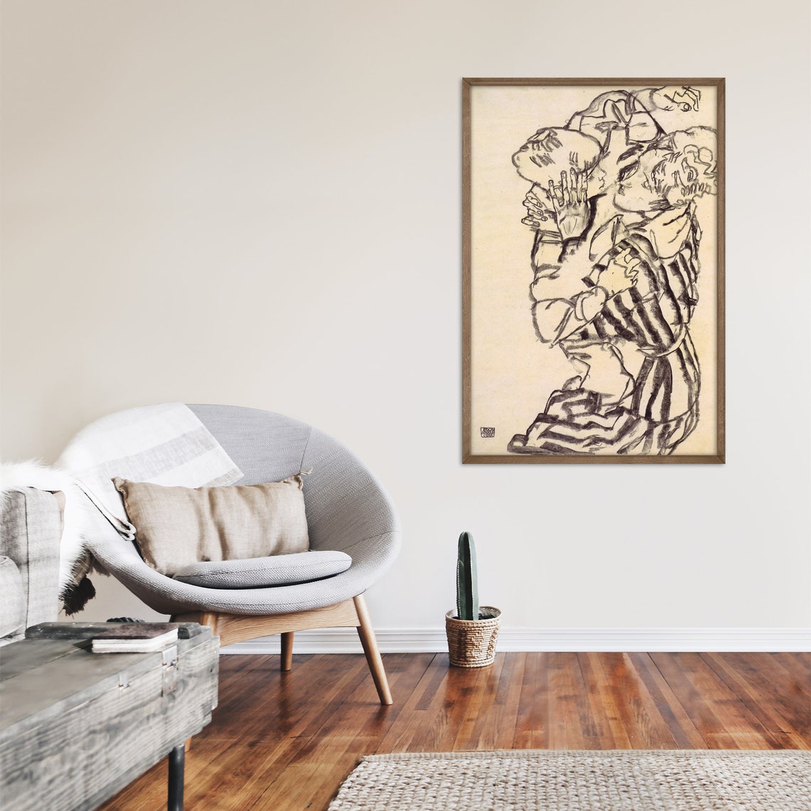 Egon Schiele Edith with Nephew 1915 Embracing Figures Sketch Poster - Image 4